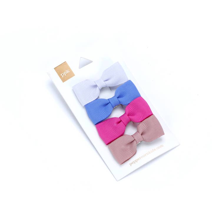 Little Girls Bow Hair Clip 4-pc Set for wholesale by Peppercorn Kids