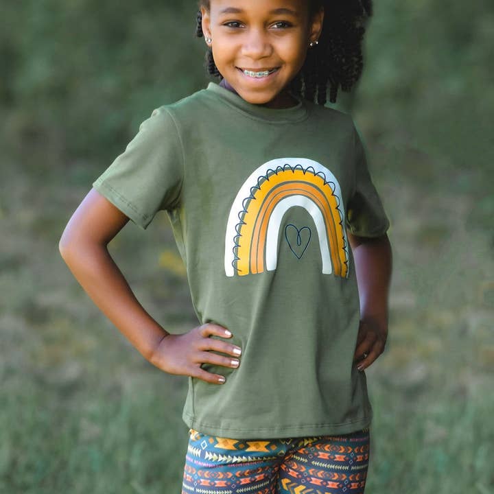 T-shirt Arco-íris Verde Floresta por atacado de JustForLittles