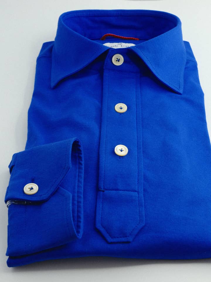 Polo mod. JFK cotone piquet blu per la vendita all'ingrosso da parte di G. Inglese