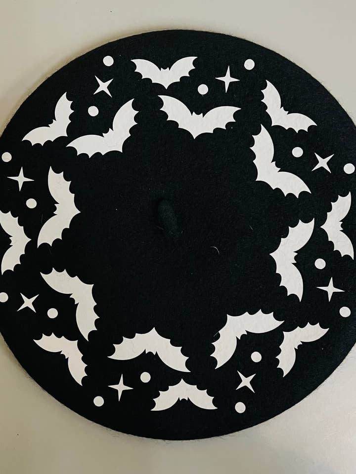 Vegan Beret - Black - Bat Crown for wholesale by Witchwood Bags