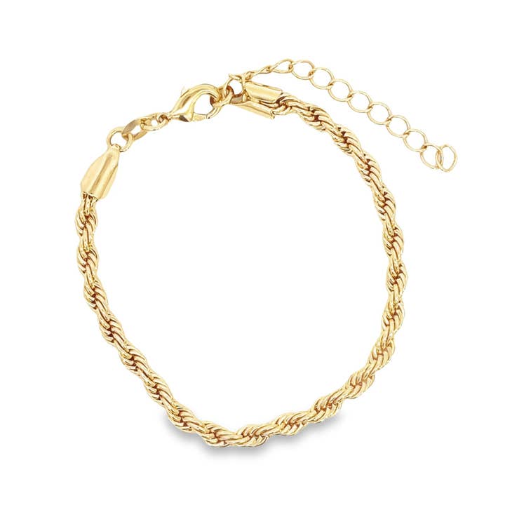 3mm Gold Rope Chain Bracelet (I42) for wholesale by MIA Jewelry