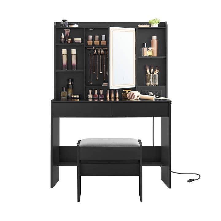 Escrivaninha com Tomadas Elétricas, Espelho e Luzes 1 por atacado de Greenwestons