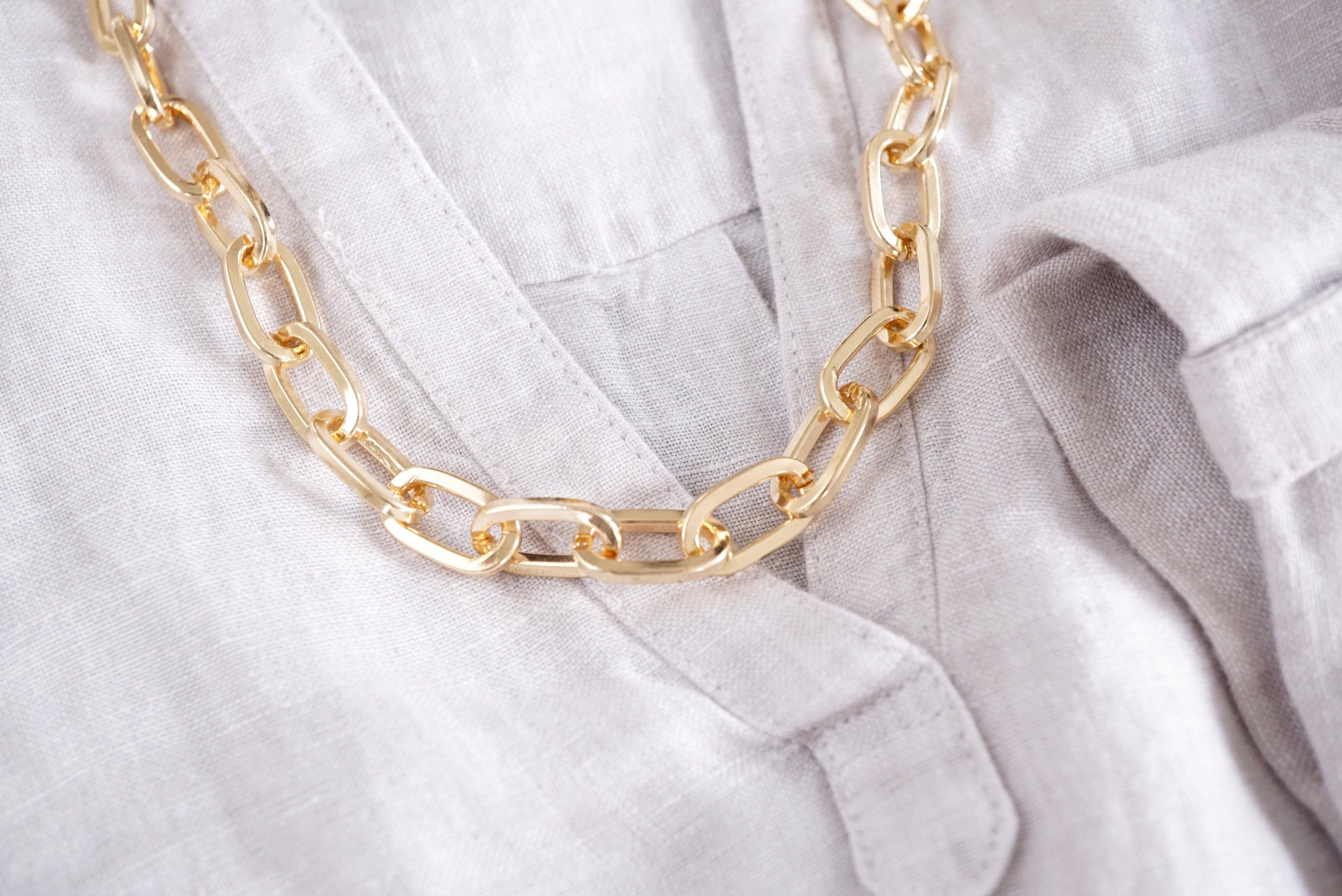 PennyLine inc - Vente Collier maille et chaîne - Collier à maillons épais en ton doré2