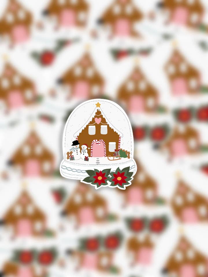 Autocollant boule à neige en pain d'épice pour la vente par CreationsByMaddied