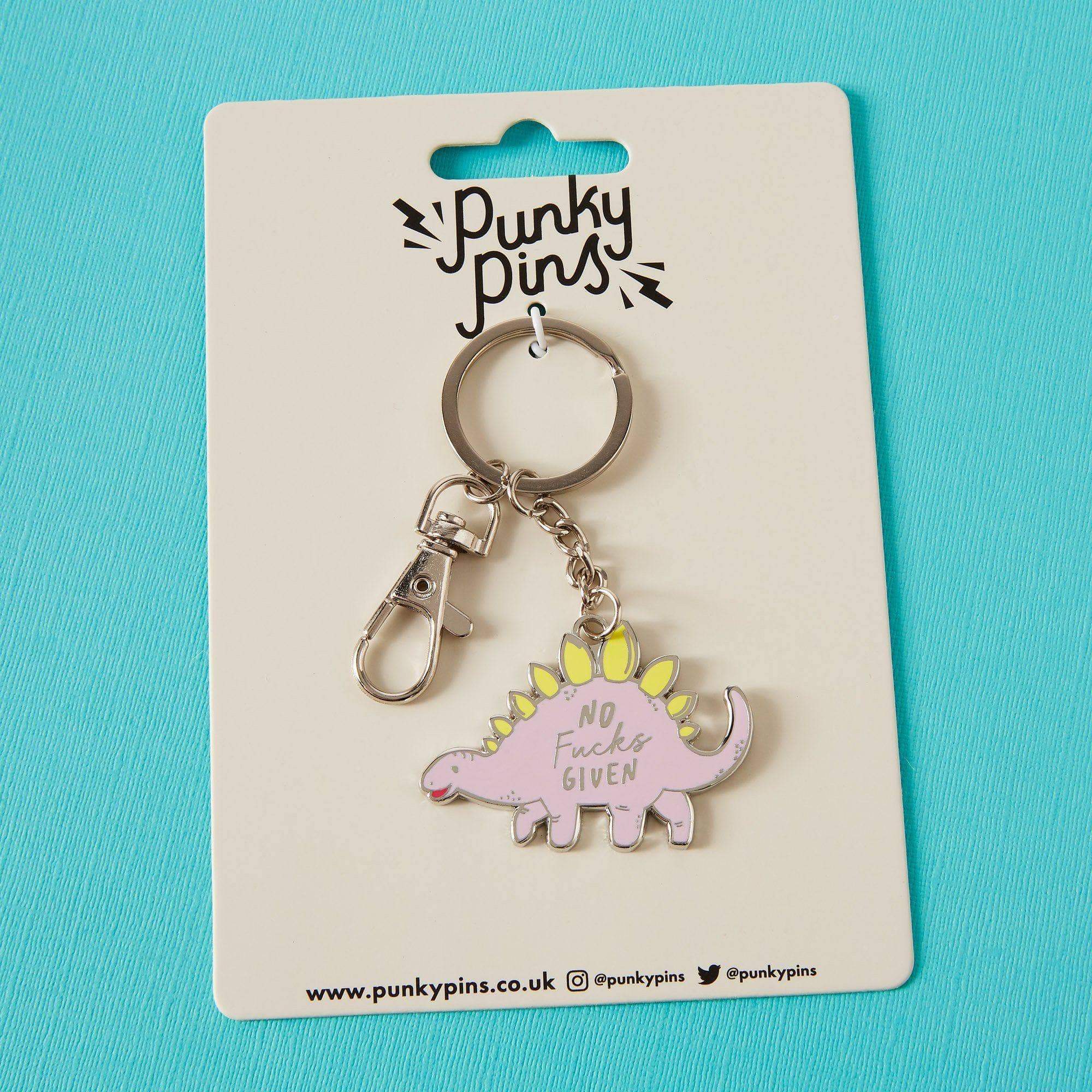 Punky Pins – wholesale Keychain – Unisex – No Fucks Dinosaur Enamel Keyring1