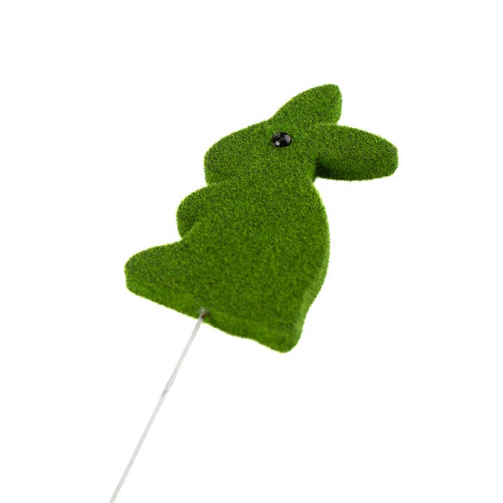 Factory Direct Craft - Wholesale Ornament - 12" Green Flocked Spring Easter Bunny Stem