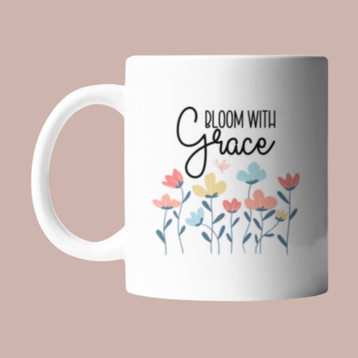 Bloom with Grace Mug for wholesale by Design by Juliet LLC