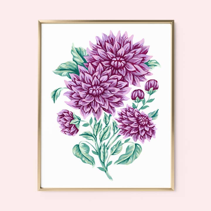 Dahlia Floral Art Print for wholesale by Mia Whittemore