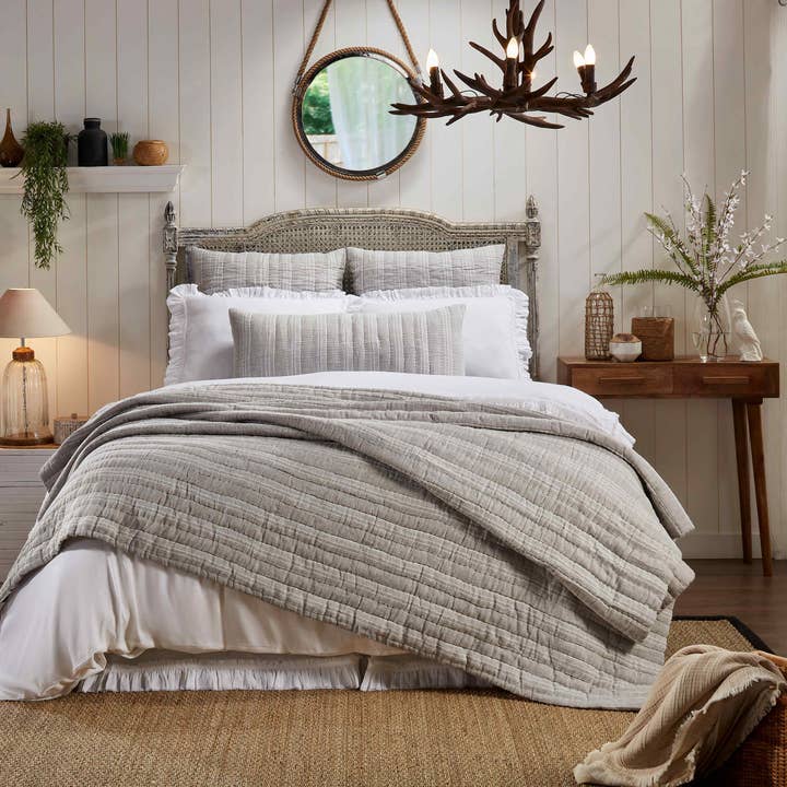 Bonnie Quilt - Queen - 94" X 96" - Grey for wholesale by Orchids Lux Home