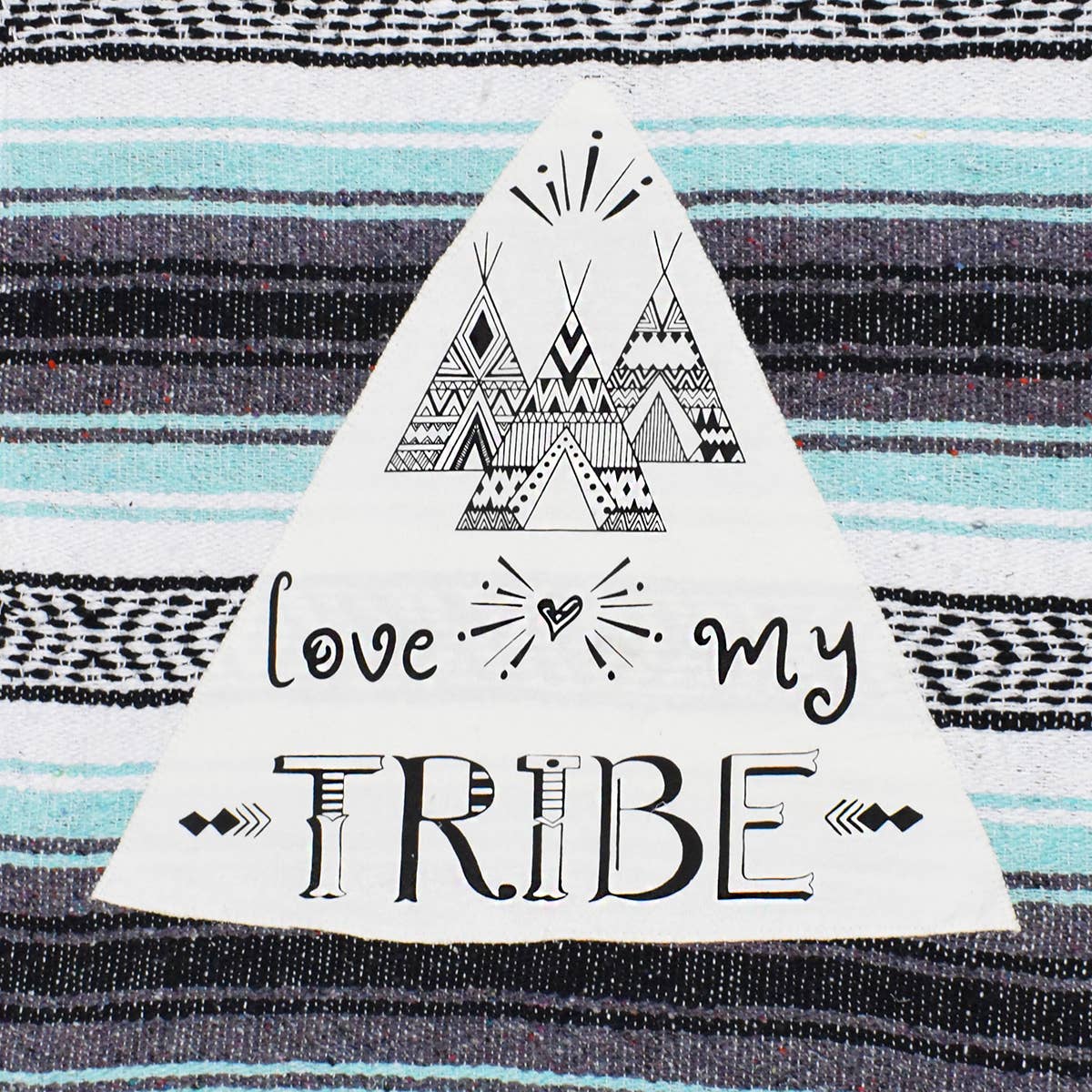 Lil Be - Wholesale Picnic Blanket - Mexican Blanket "Love My Tribe"- Mint | Yoga, Camping, Beach1