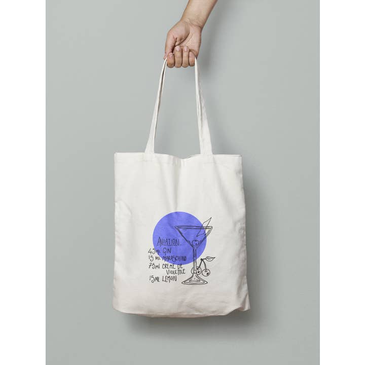 Sac cabas illustré de barman à cocktail aviation naturel pour la vente par Truzn