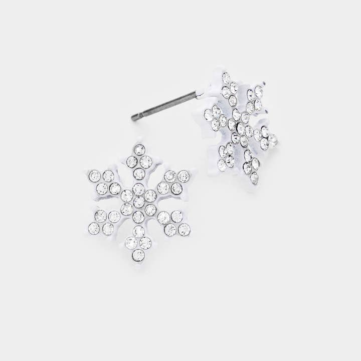 Crystal Paved Snowflake Stud Earrings for wholesale by Sensibling Corp.