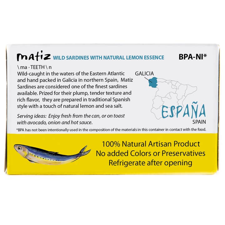 Matiz - Wholesale Tinned Fish - Matiz Sardines with Lemon - 4.2oz Tin1