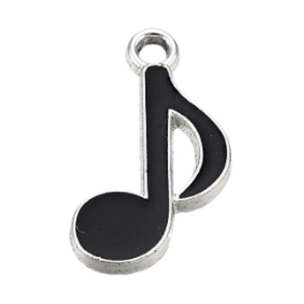 Zilveren bedeltje met muzieknoten voor wholesale door The Charm Bar Company