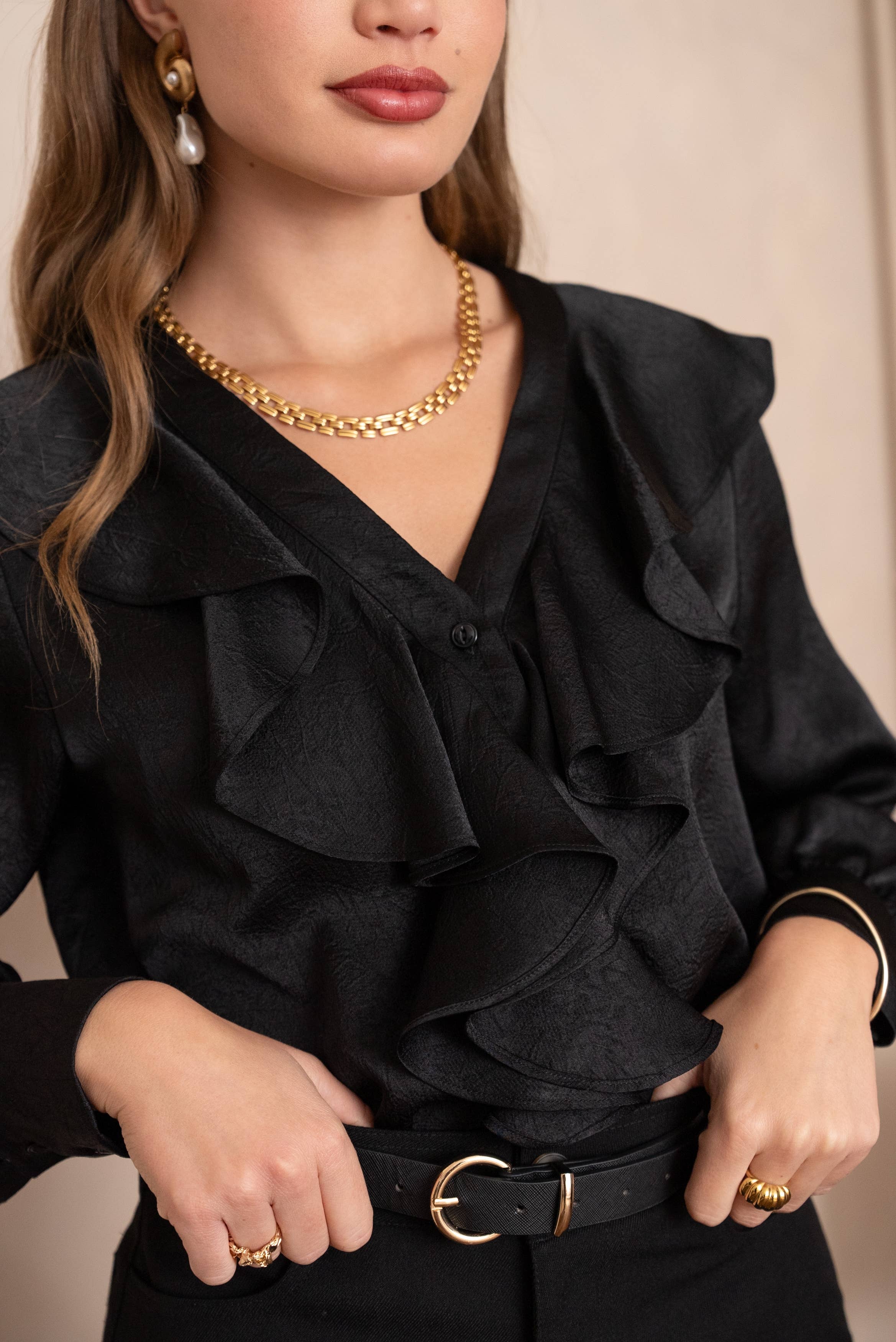 LULUMARY - Wholesale Button Down Shirt - Women's - Ruffled blouse CH35634