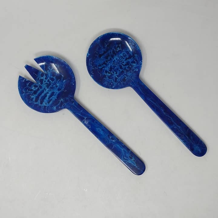 Salad Servers Set of 2 Blue Resin Dia 11" for wholesale on Faire8
