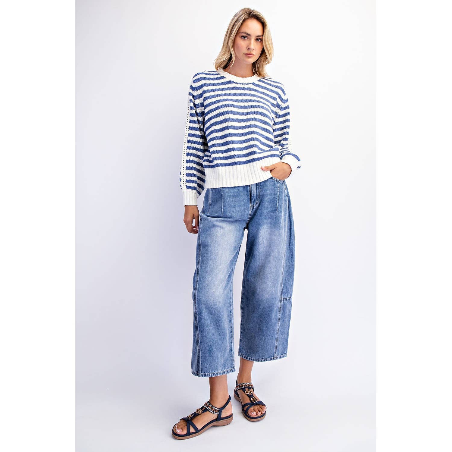 COTIERRA - Vente Pull en maille – femme - PULL RAYÉ À COL ROND5