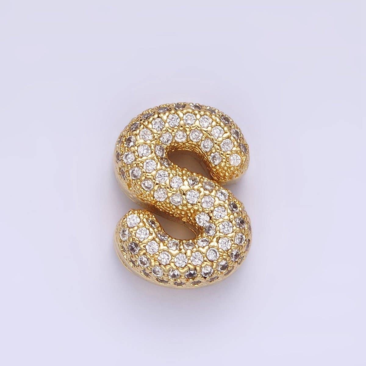 Aim Eternal – wholesale Individual charm/pendant – 14K Gold Filled 15mm Micro Paved Balloon Bubble Initial Letter Pendant | A1171-A118318