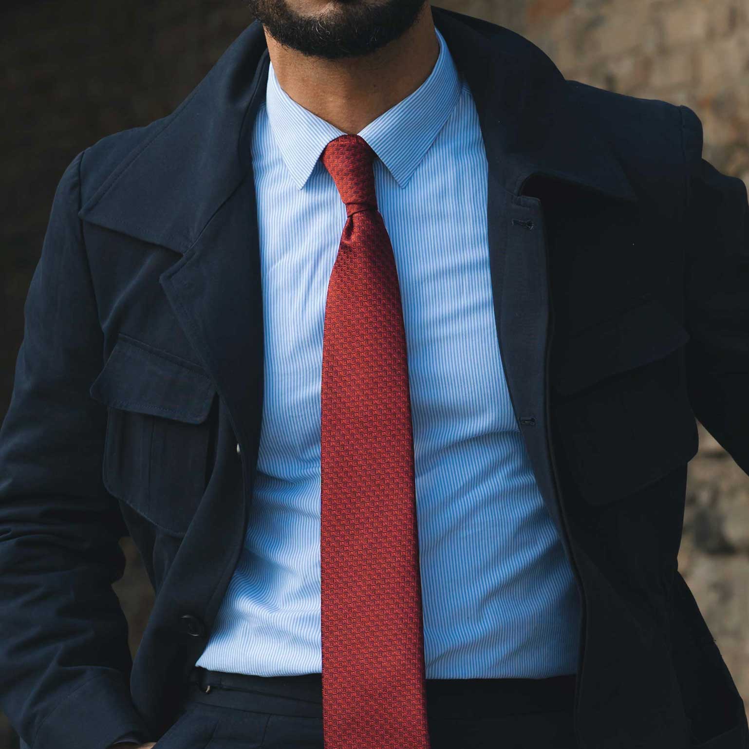 Elizabetta Made in Italy USA – wholesale Necktie – Men’s – Brunelli - Silk Jacquard Tie - Ruby Red5