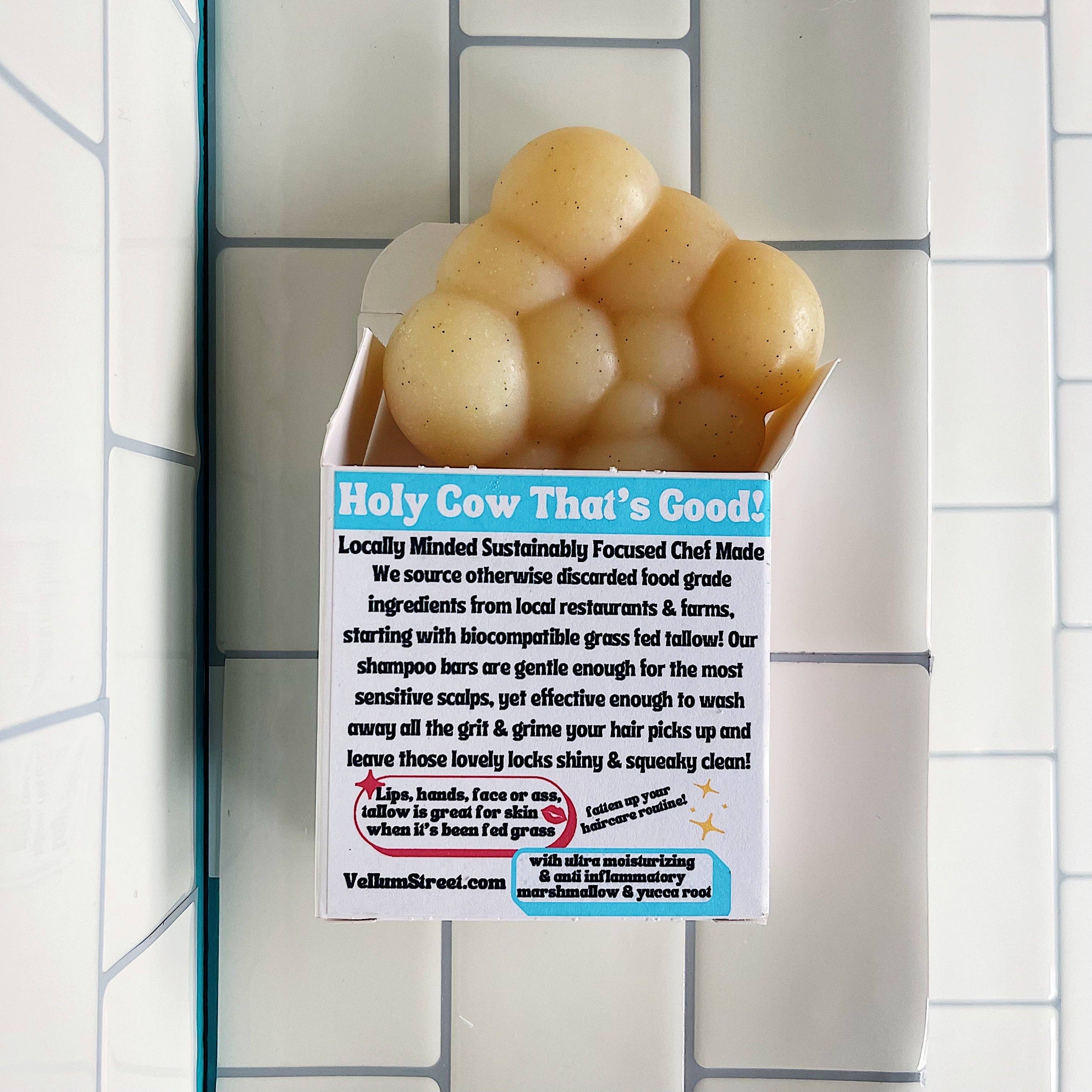 Vellum Street – Großhandel Shampoo-Puck/festes Shampoo – Fat Marshmallow Shampoo Bar – natürliche Haarseife ohne Kokosöl2