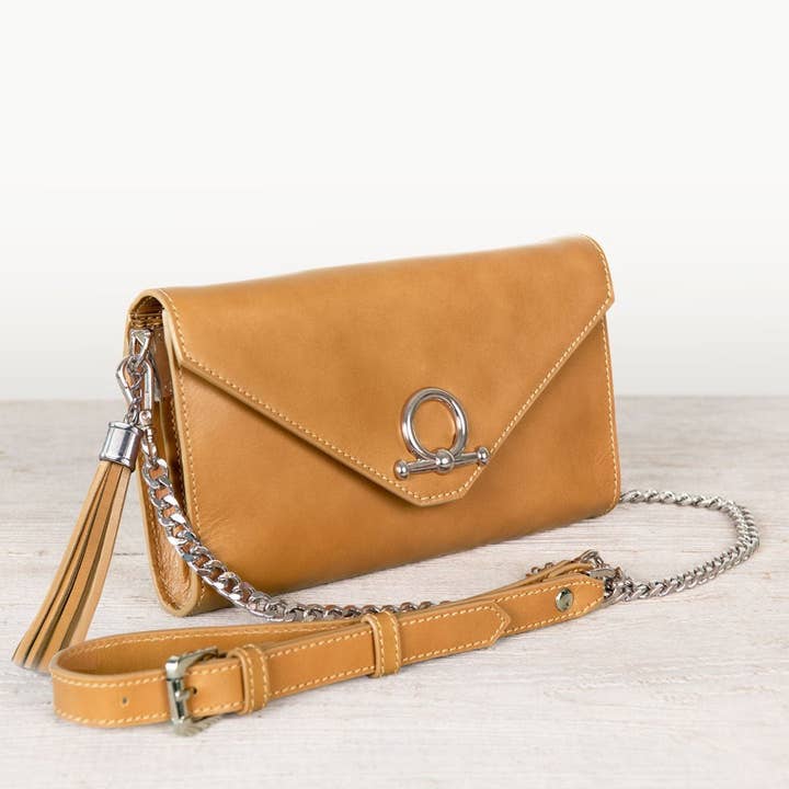 URBAN-EQUESTRIAN - Wholesale Crossbody Bag - Women's - Del Mar - Horse Bit Crossbody Luxury Leather Handbag in Caramel8
