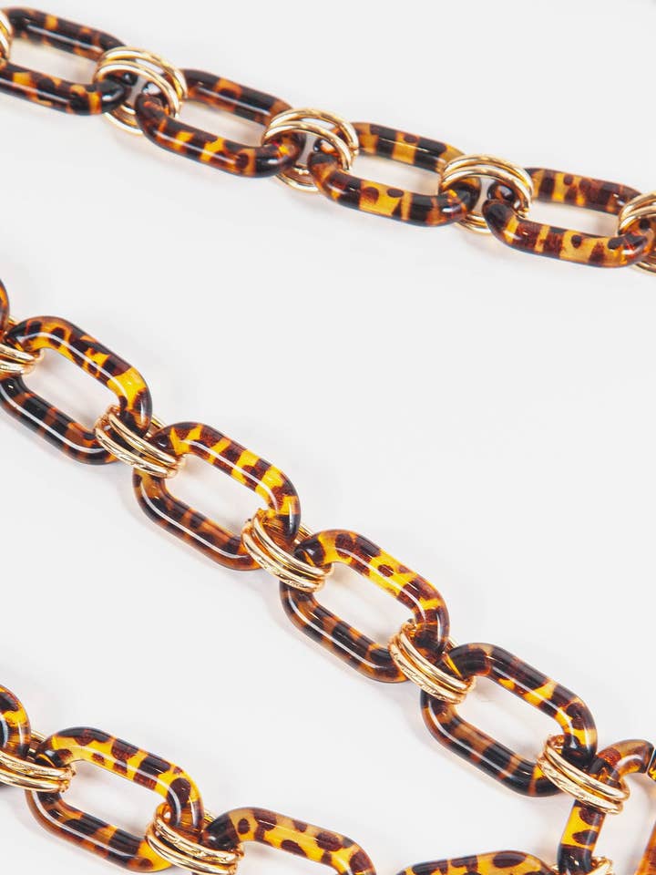 Tortoise Shell Square Link Bag Strap Brown for wholesale by Sarta Accessories