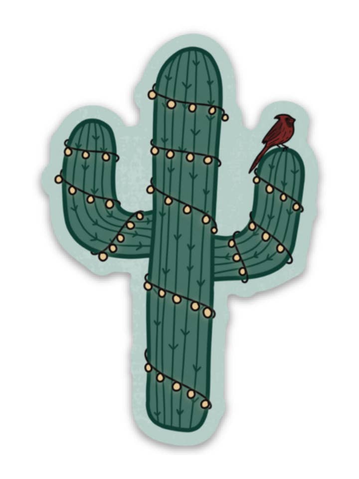 Cactus Holiday Sticker – Cardinal Cactus Vinyl Sticker for wholesale by Creative Kind