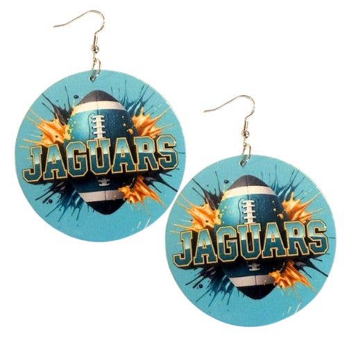 Jaguars Football Jewelry Statement Dangle Wood Earrings for wholesale by Kerena Nicole
