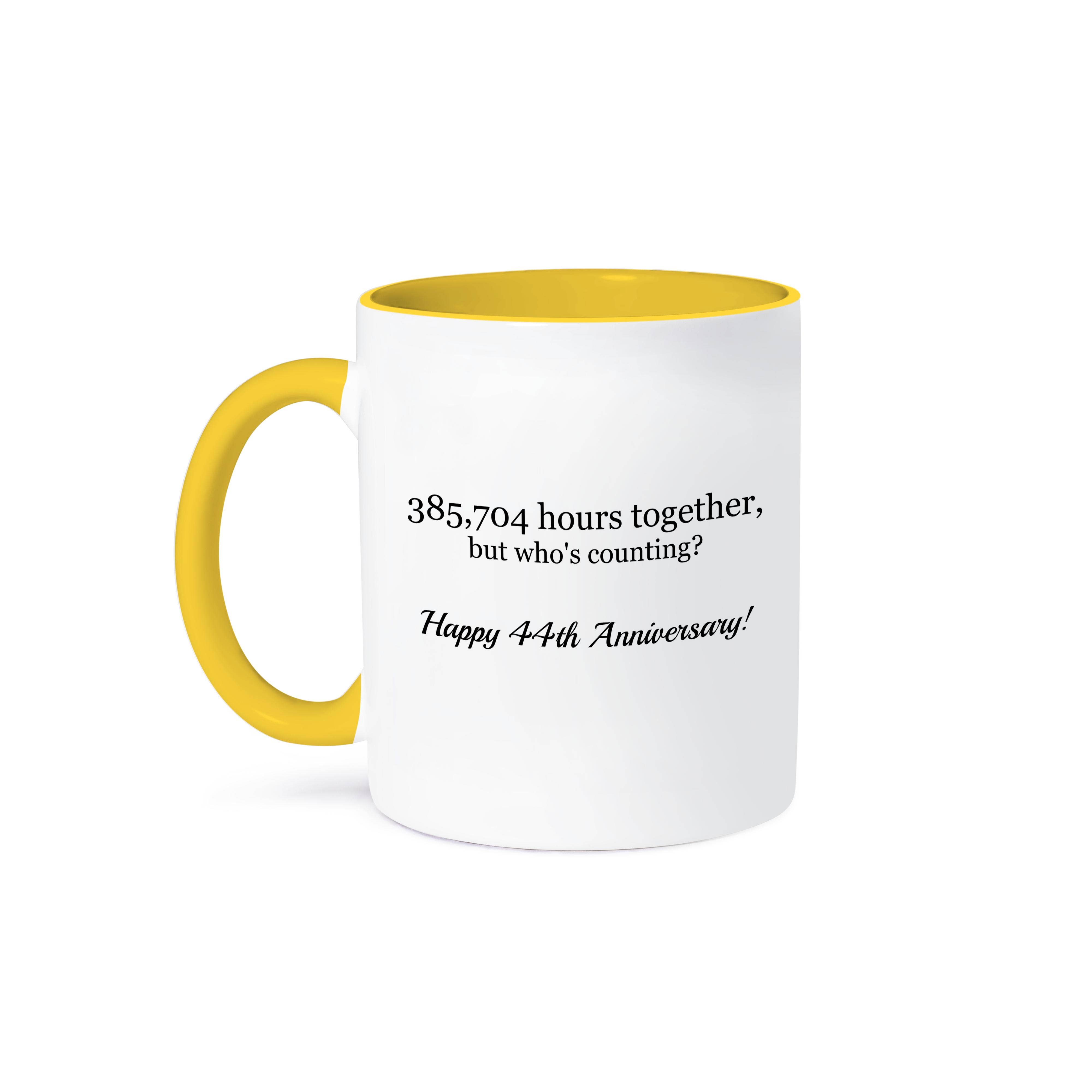 3dRose - Wholesale Coffee Mug - 3dRose, Happy 44th Anniversary - 385704 hours together, Mug0