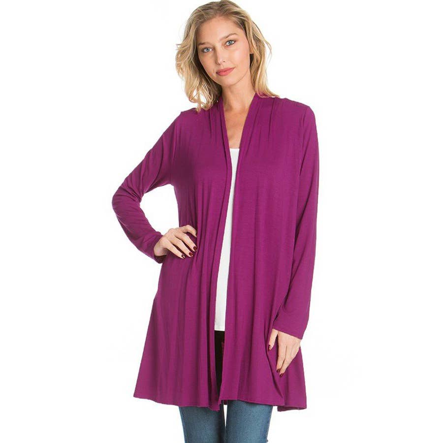 Azules Clothing - Venta al por mayor Cárdigan - Mujer - Cárdigan drapeado de manga larga con parte delantera abierta3