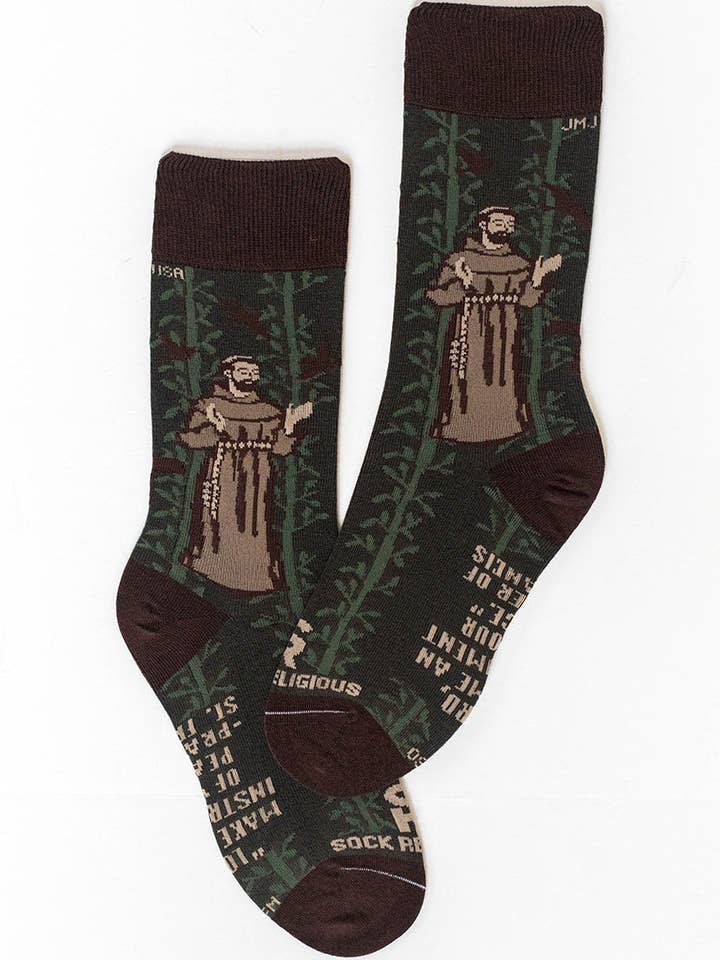 St. Francis of Assisi Adult Socks for wholesale by Sock Religious