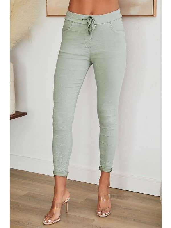 VENTI6 - Wholesale Athletic Sweatpants/Joggers - Women's - SOLID DRAWSTRING CRINKLE JOGGERS (6175-SOLID)8