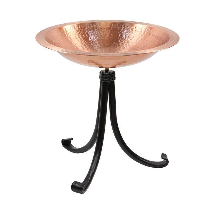 Hammered Solid Copper Birdbath- Tripod Stand for wholesale by ACHLA Designs