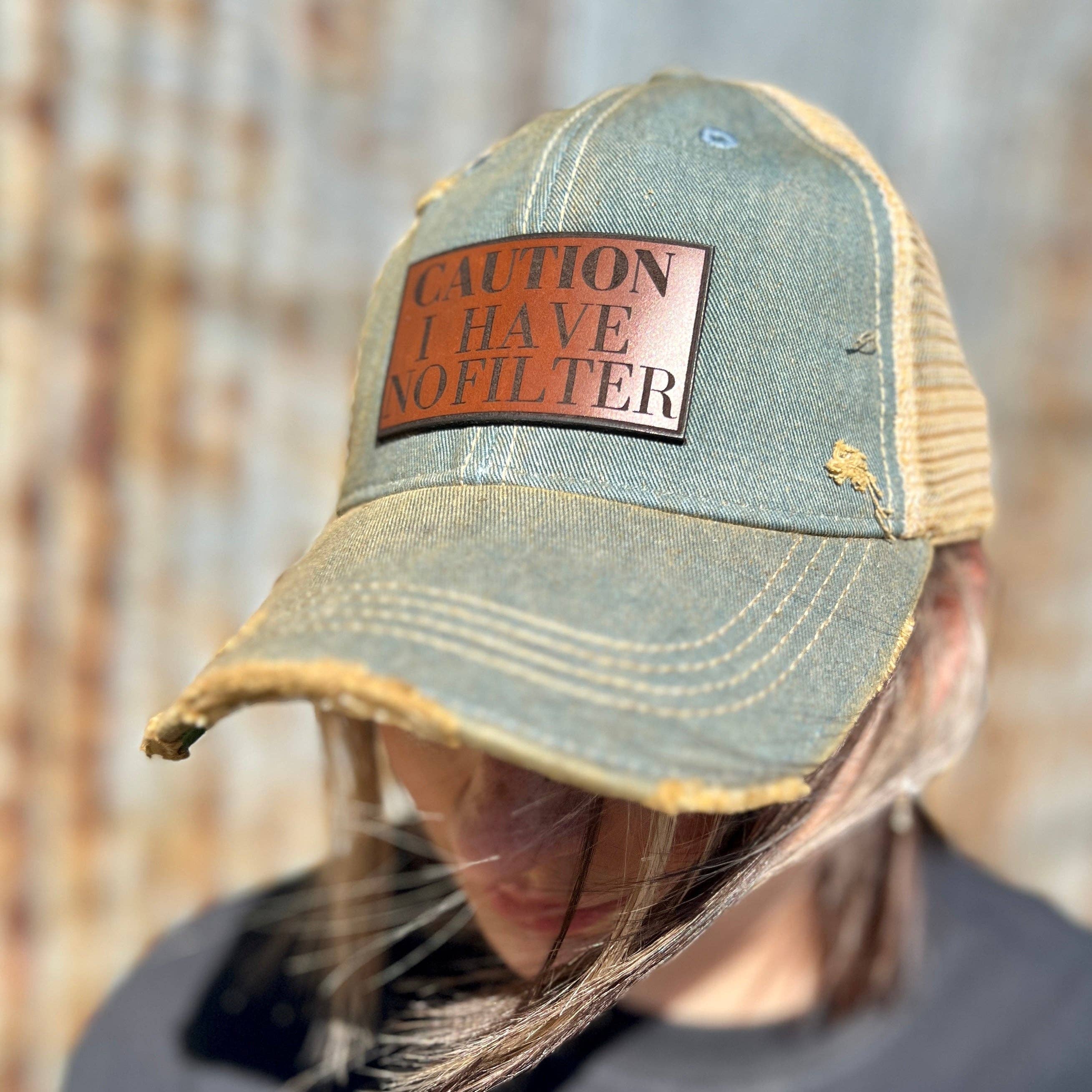 RiOak Design & Hat Co. - Wholesale Baseball Cap - Men's - Denim Vintage Washed Caution I Have no Filter Baseball Cap1