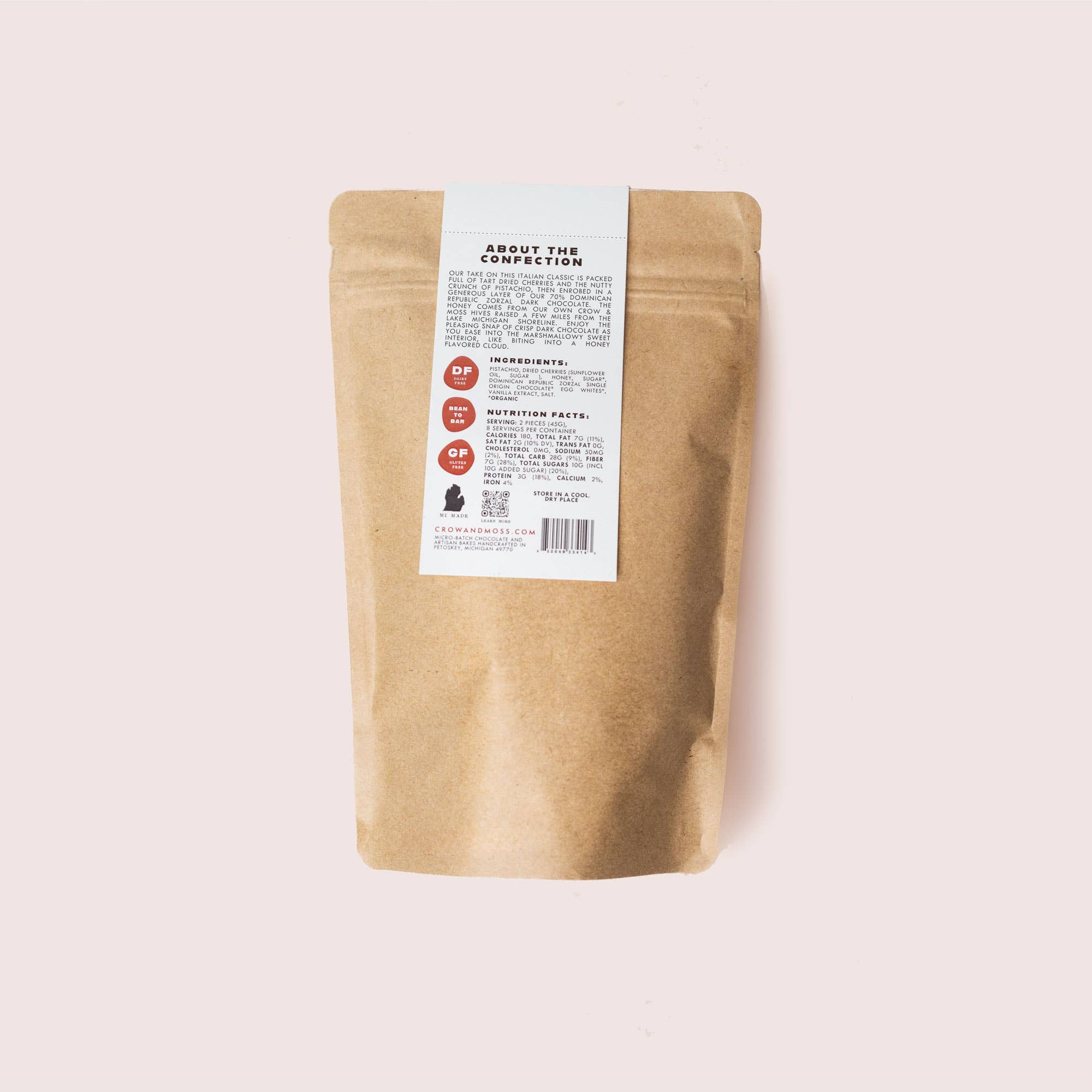 Crow & Moss Chocolate – Doces cobertos de chocolate por atacado – Nougat de Pistáchio e Cereja Coberto de Chocolate3