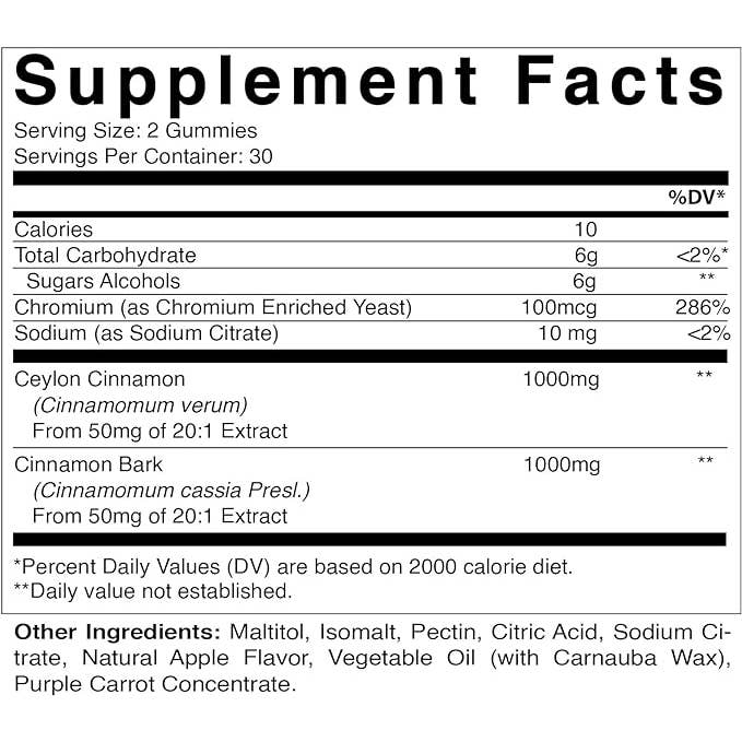 Vitamatic - Wholesale Oral Supplement/Vitamin - Vitamatic Sugar Free Cinnamon with Chromium | 60 Gummies