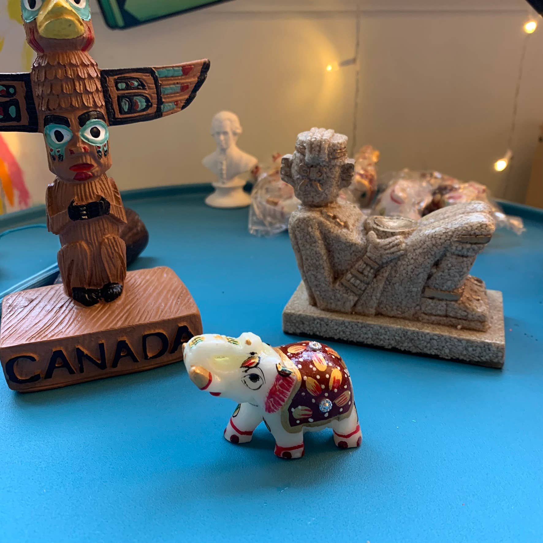 Magnifique Hearts - Vente Figurine décorative - Joli éléphant en marbre, fait main, décoration d'intérieur, cadeau porte-bonheur, 3 pouces5