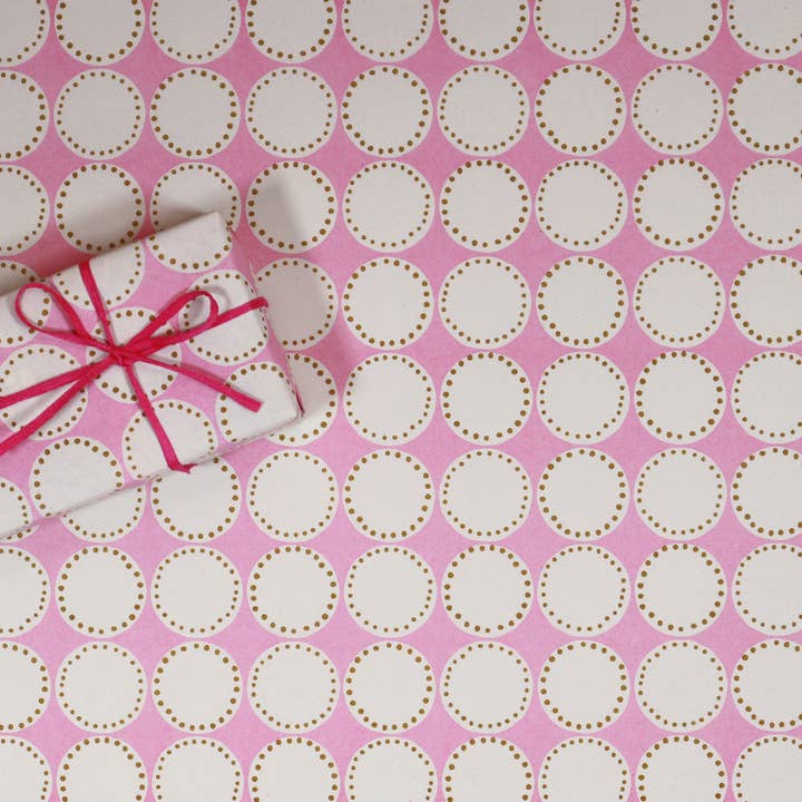 Geschenkpapier mit Punkten, Rosa für den Großhandel von REGARO PAPIRO