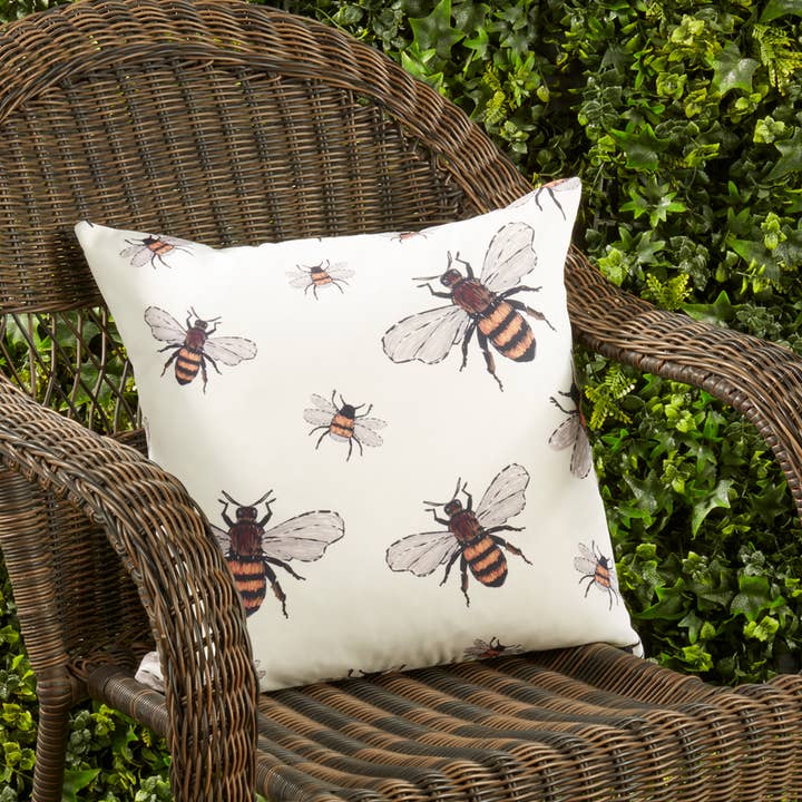 Bumble Bee Outdoor 18" Filled Throw Pillow for wholesale by Fennco Styles