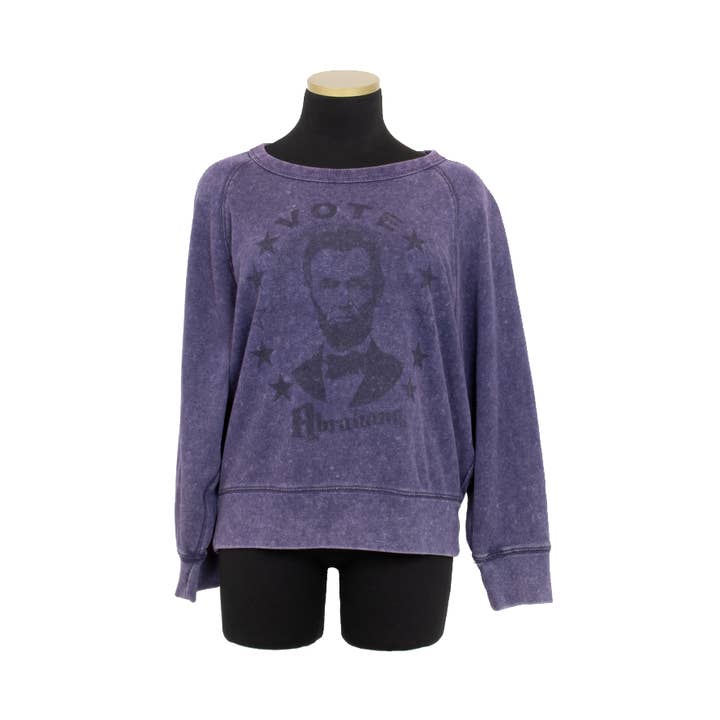 Suéter «Vote Abes» de Abraham, color morado para venta al por mayor de Maskdanna by Califortunate