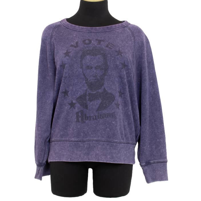 Maskdanna by Califortunate - Wholesale Graphic Sweatshirt - Women's - Abraham's 'Vote Abes' Sweater Purple0