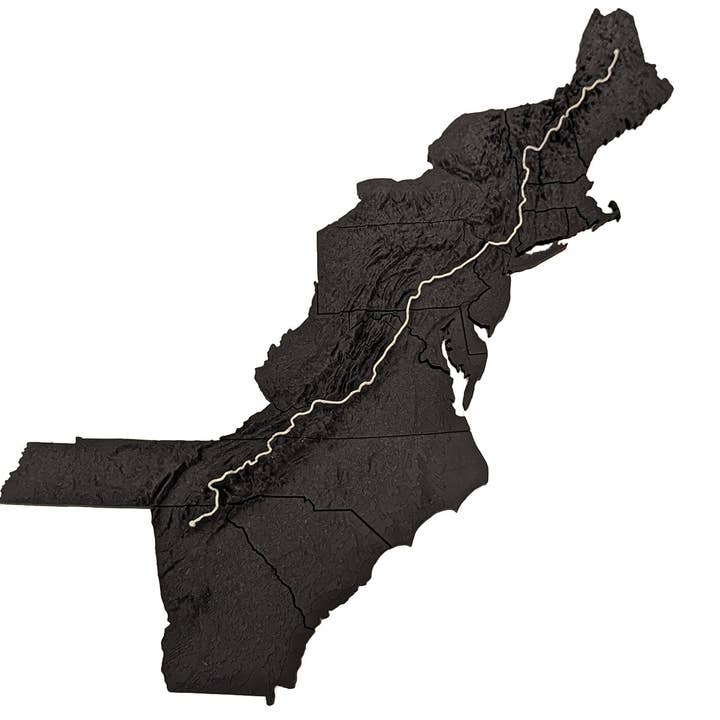 Décoration murale avec carte topographique 3D du sentier des Appalaches (AT) pour la vente par 3DTrails