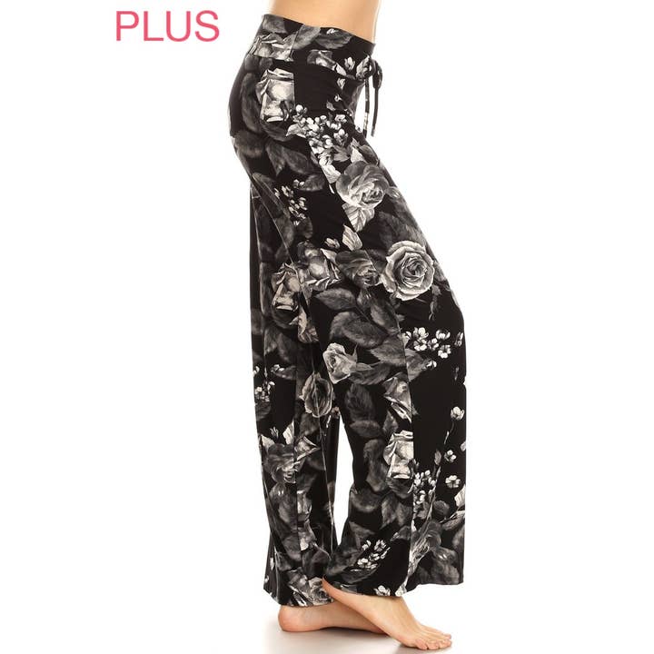 MULTI Plus Size Buttery Soft Print Pajama Pants with Drawstring for wholesale on Faire
