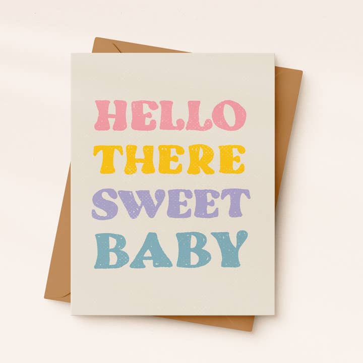 Daydream Prints - Wholesale Baby Card - Hello There Sweet Baby Card | Rainbow Baby Card | Colorful