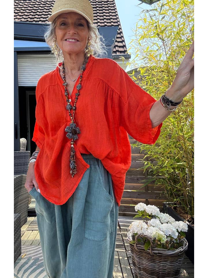 la maison des fibres naturelles - Wholesale Buttoned-down shirt β Women's - T-shirts 8008 100%LINEN7