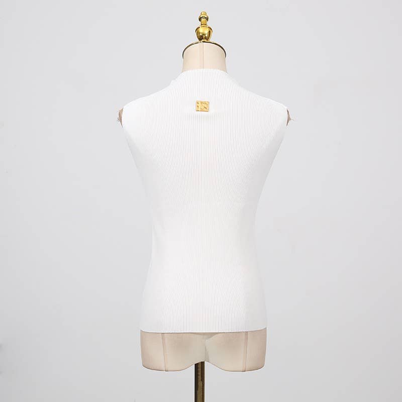 Productseeker - Wholesale Knit Top - Women's - TP46Y High-neck sleeveless vest with keyhole accent2
