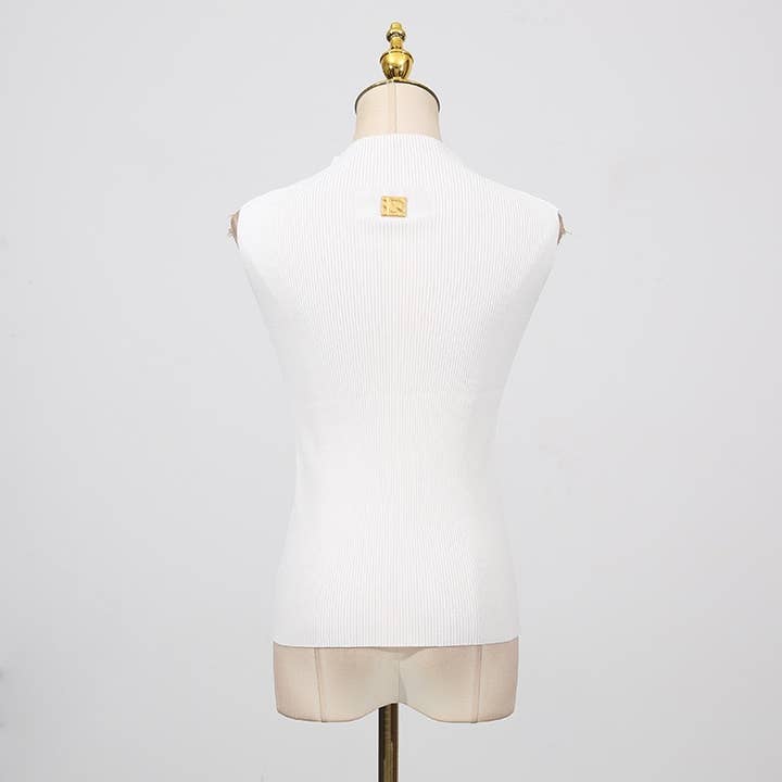 Productseeker - Wholesale Knit Top - Women's - TP46Y High-neck sleeveless vest with keyhole accent2