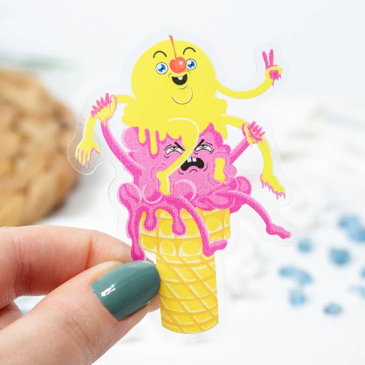 Paper Pattern Silk - Vente Autocollant - Autocollant transparent Ice Cream Pals Wacky Character, 2,2 pouces x 3, de la marque FA0