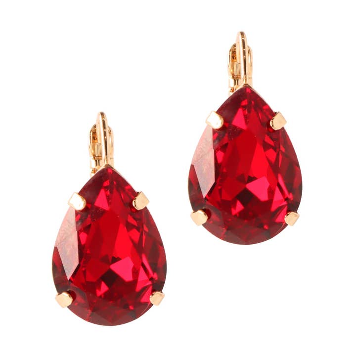 Brincos Lacrima Ruby - Feitos à mão, dourados por atacado de OTAZU