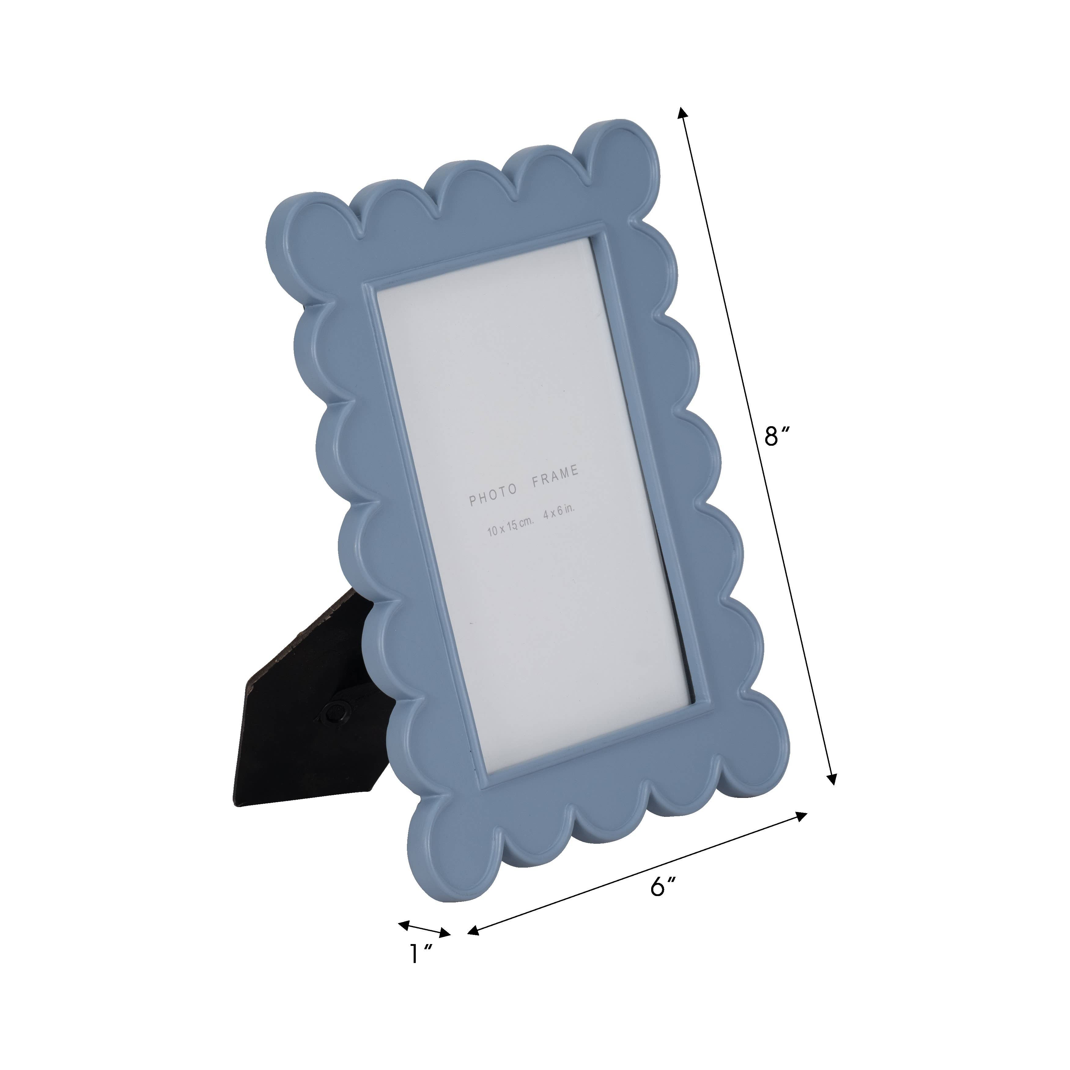 Sagebrook Home - Wholesale Picture Frame - Photo Frame - Blue Resin/Glass Scallop Edge, 4x6 in.3